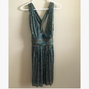 ailey gold and teal blue skater dress